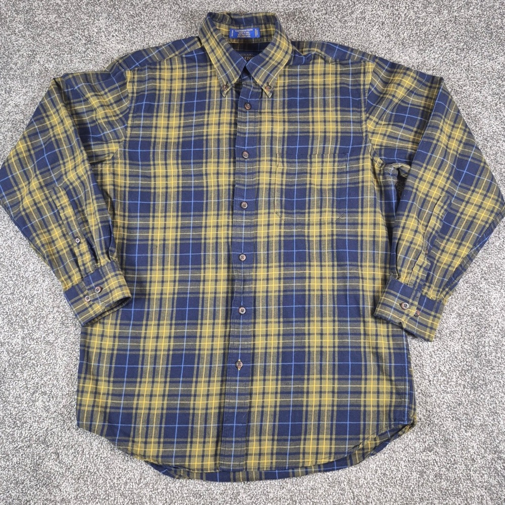 Pendleton Shirt Mens Medium Plaid Canterbury Cloth Merino Wool Pima Cotton